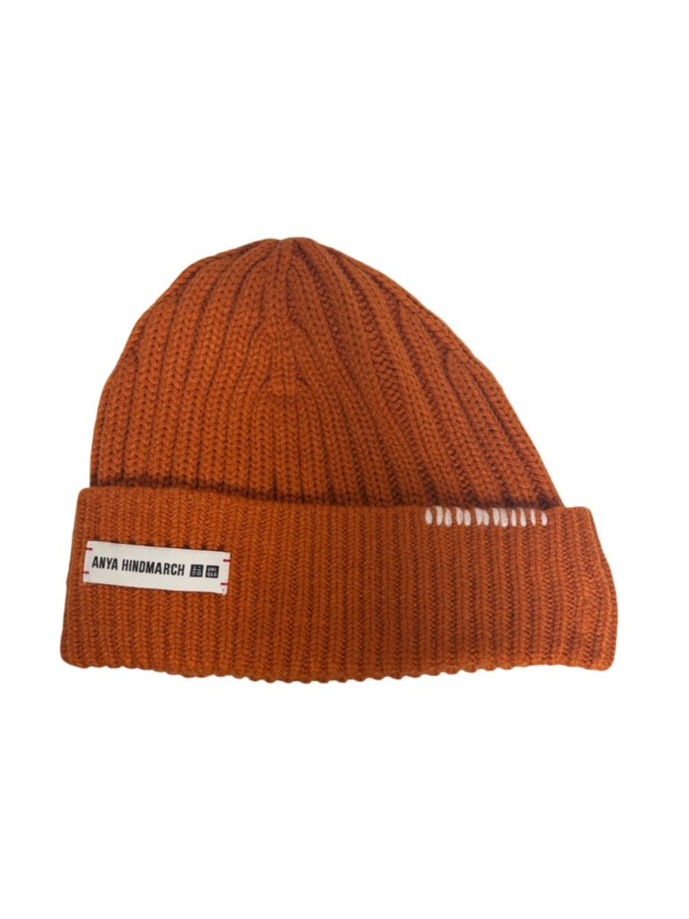 Anya Hindmarch Wool Blend Beanie Uniqlo Knitted Heattech Hat Unisex in Orange - Picture 5 of 8